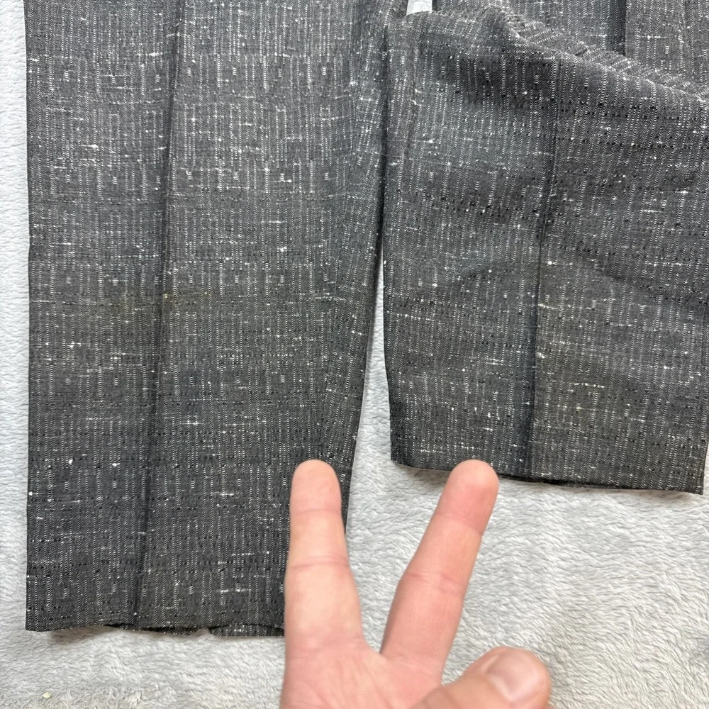Vintage Expressions Pleated Pants Slacks Men 36X32 Gray Salt & Pepper Rayon FLAW